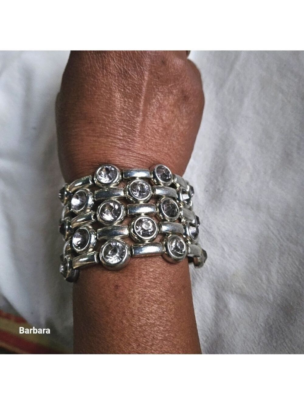 Vintage Kirk's Folley Faceted Hematite & Silver-tone Metal Stretch Bracelet